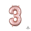 16 inch NUMBER 3 - ANAGRAM - ROSE GOLD (AIR - FILL ONLY) - LA Balloons