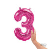 16 inch NUMBER 3 - NORTHSTAR - MAGENTA (AIR - FILL ONLY) - LA Balloons
