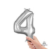 16 inch NUMBER 4 - ANAGRAM - SILVER (AIR - FILL ONLY) - LA Balloons