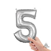 16 inch NUMBER 5 - ANAGRAM - SILVER (AIR - FILL ONLY) - LA Balloons