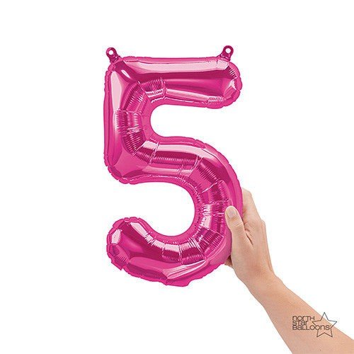 16 inch NUMBER 5 - NORTHSTAR - MAGENTA (AIR - FILL ONLY) - LA Balloons