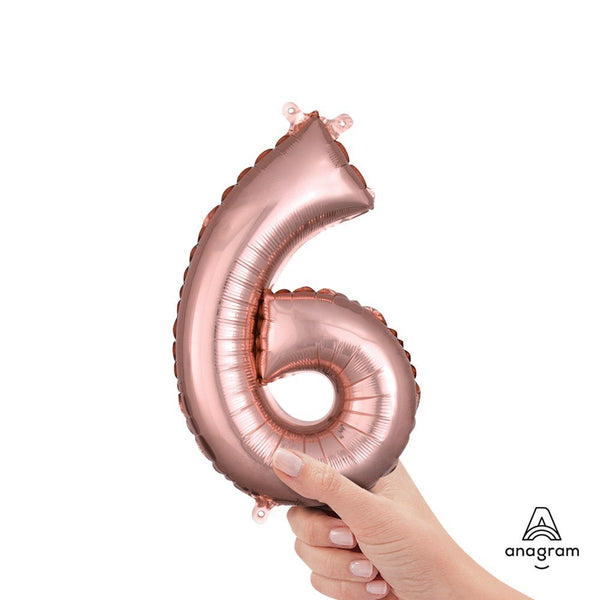 16 inch NUMBER 6 - ANAGRAM - ROSE GOLD (AIR - FILL ONLY) - LA Balloons