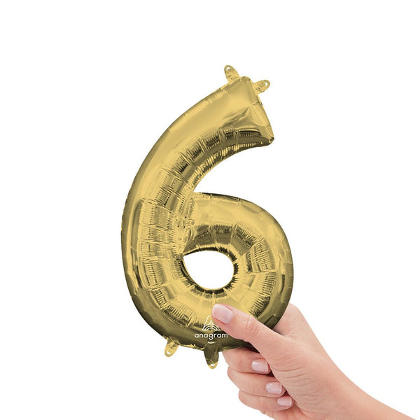 16 inch NUMBER 6 - ANAGRAM - WHITE GOLD (AIR - FILL ONLY) - LA Balloons