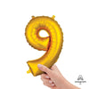 16 inch NUMBER 9 - ANAGRAM - GOLD (AIR - FILL ONLY) - LA Balloons