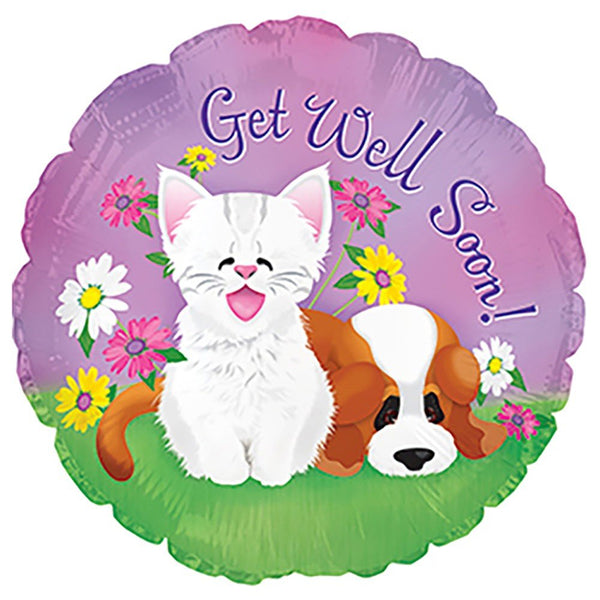 17 inch GET WELL KITTEN & PUPPY - LA Balloons