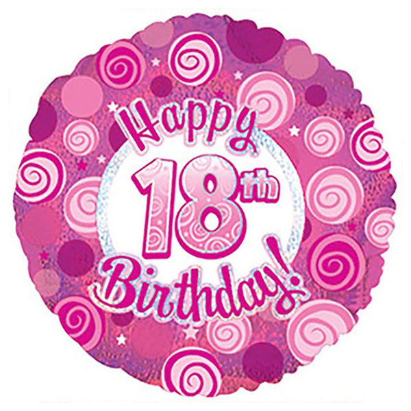 17 inch HAPPY 18 BIRTHDAY PINK DAZZLEOONS - LA Balloons