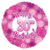 17 inch HAPPY 30 BIRTHDAY PINK DAZZLEOONS - LA Balloons