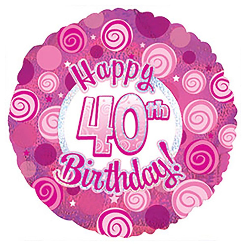 17 inch HAPPY 40 BIRTHDAY PINK DAZZLEOONS