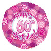 17 inch HAPPY 60 BIRTHDAY PINK DAZZLEOONS - LA Balloons