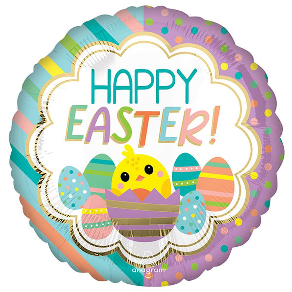 17 inch HAPPY EASTER STRIPES & DOTS - LA Balloons