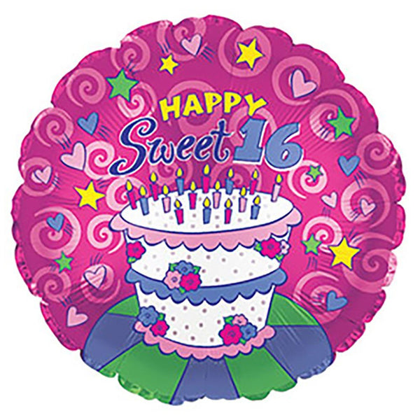 17 inch HAPPY SWEET 16 BIRTHDAY - LA Balloons