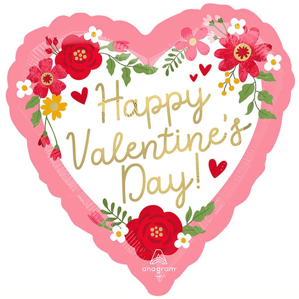 17 inch HAPPY VALENTINE'S DAY FLORAL - LA Balloons