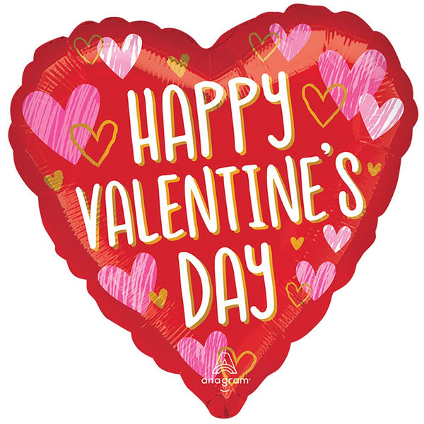 17 inch HAPPY VALENTINE'S DAY SKETCHED IMPRESSIONS - LA Balloons
