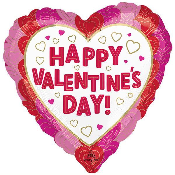 17 inch HAPPY VALENTINE'S DAY WRAPPED IN HEARTS - LA Balloons