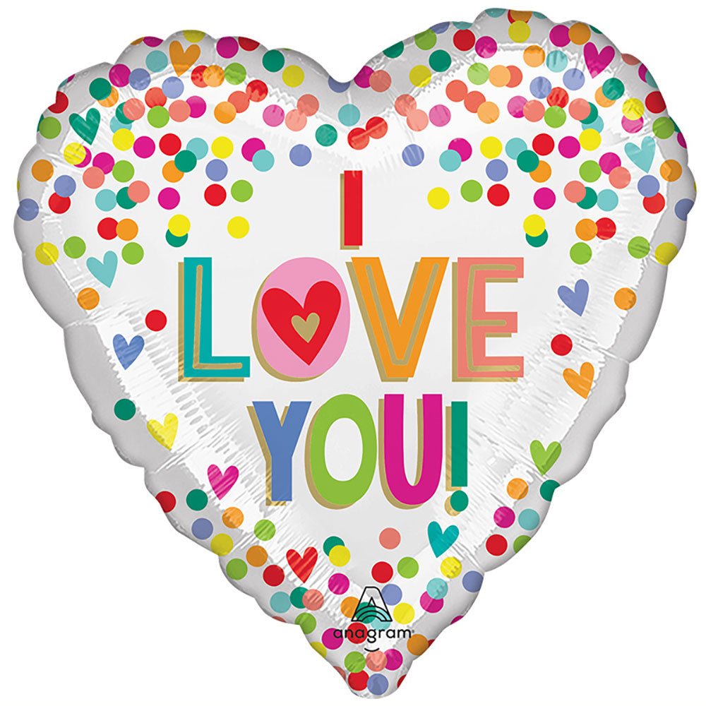 17 inch I LOVE YOU RAINBOW DOTS