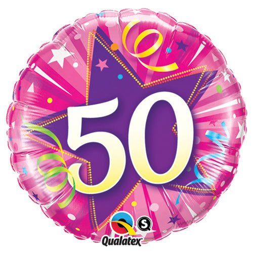 18 inch 50 SHINING STAR - HOT PINK - LA Balloons