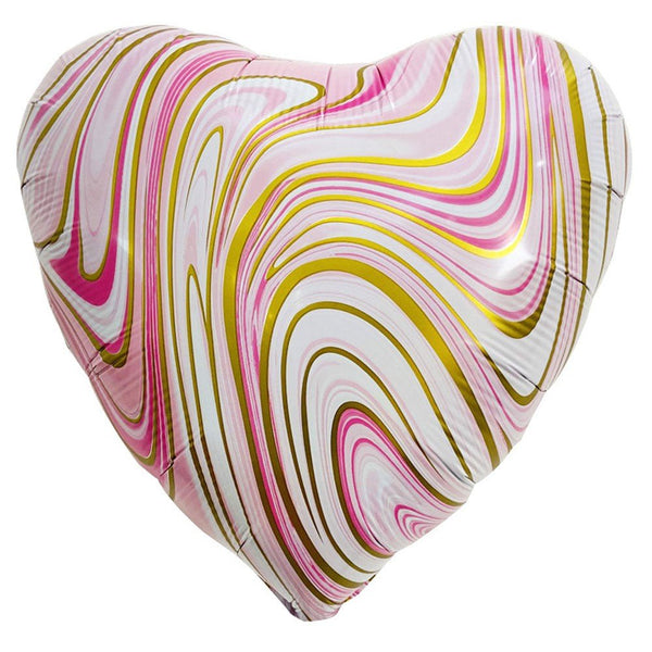 18 inch AGATE HEART - PINK & GOLD - LA Balloons
