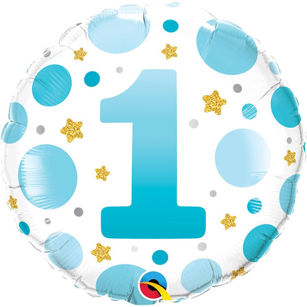 18 inch AGE 1 BLUE DOTS - LA Balloons