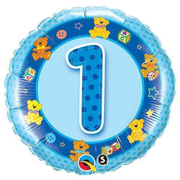 18 inch AGE 1 BLUE TEDDIES - LA Balloons
