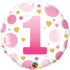 18 inch AGE 1 PINK DOTS - LA Balloons