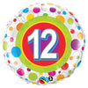 18 inch AGE 12 COLORFUL DOTS - LA Balloons