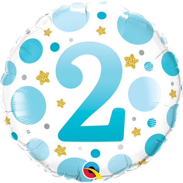 18 inch AGE 2 BLUE DOTS - LA Balloons