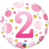 18 inch AGE 2 PINK DOTS - LA Balloons