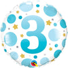 18 inch AGE 3 BLUE DOTS - LA Balloons