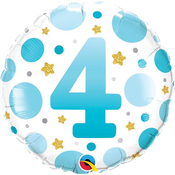 18 inch AGE 4 BLUE DOTS - LA Balloons