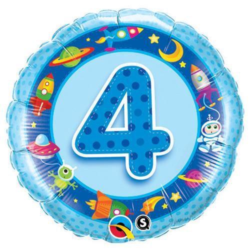 18 inch AGE 4 BLUE SPACESHIPS & ALIENS - LA Balloons