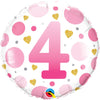 18 inch AGE 4 PINK DOTS - LA Balloons