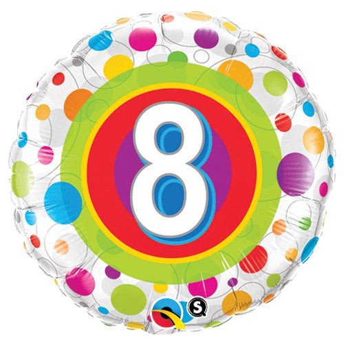 18 inch AGE 8 COLORFUL DOTS - LA Balloons