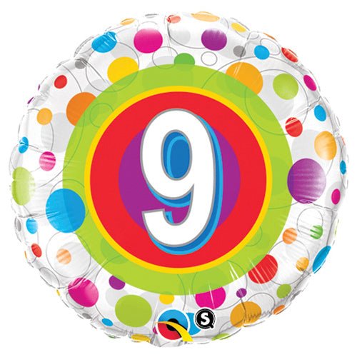 18 inch AGE 9 COLORFUL DOTS - LA Balloons