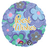 18 inch BEST WISHES BLUE FLORAL - LA Balloons