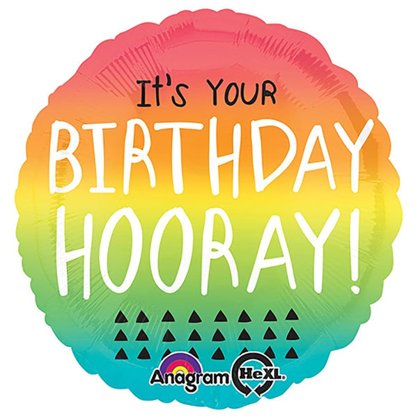 18 inch BIRTHDAY HOORAY GRADIENT - LA Balloons