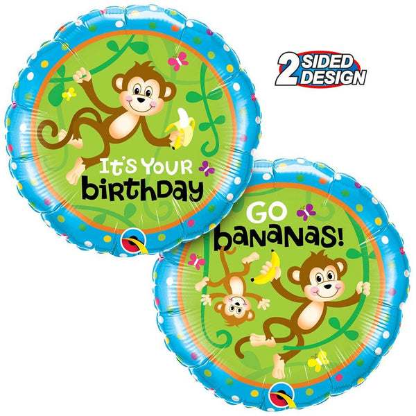 18 inch BIRTHDAY MONKEYS - GO BANANAS - LA Balloons