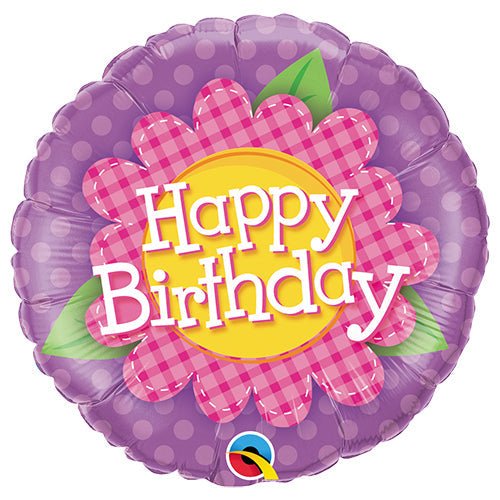 18 inch BIRTHDAY PINK DAISY PLAID - LA Balloons