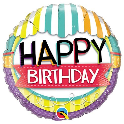 18 inch BIRTHDAY STRIPED AWNING - LA Balloons