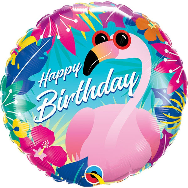18 inch BIRTHDAY TROPICAL FLAMINGO - LA Balloons