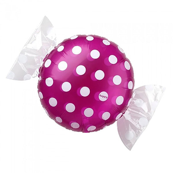 18 inch CANDY W/ WRAPPER ENDS - PURPLE W/ WHITE POLKA DOTS - LA Balloons