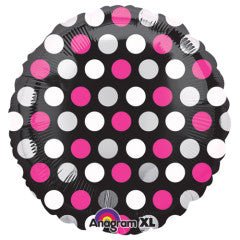 18 inch CIRCLE - PINK & WHITE DOTS - LA Balloons