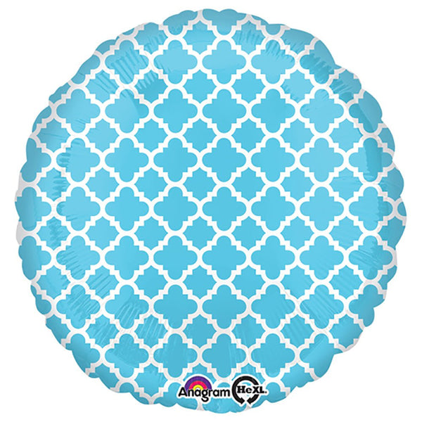 18 inch CIRCLE - QUATREFOIL BLUE AND WHITE - LA Balloons