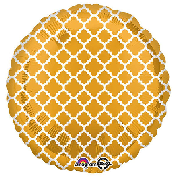 18 inch CIRCLE - QUATREFOIL GOLD AND WHITE - LA Balloons
