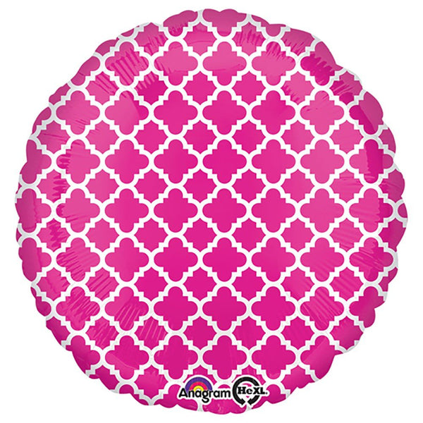 18 inch CIRCLE - QUATREFOIL PINK AND WHITE - LA Balloons