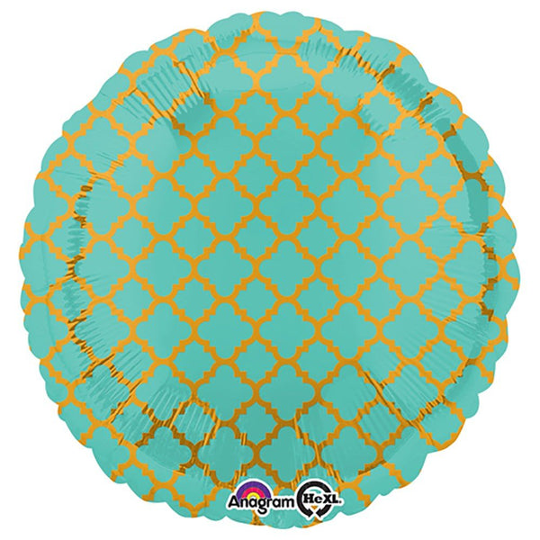 18 inch CIRCLE - QUATREFOIL ROBINS EGG AND GOLD - LA Balloons