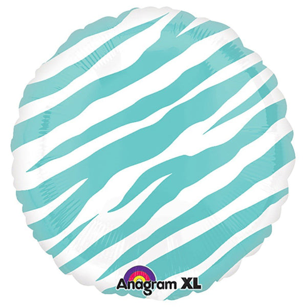 18 inch CIRCLE - ROBINS EGG BLUE ZEBRA - LA Balloons