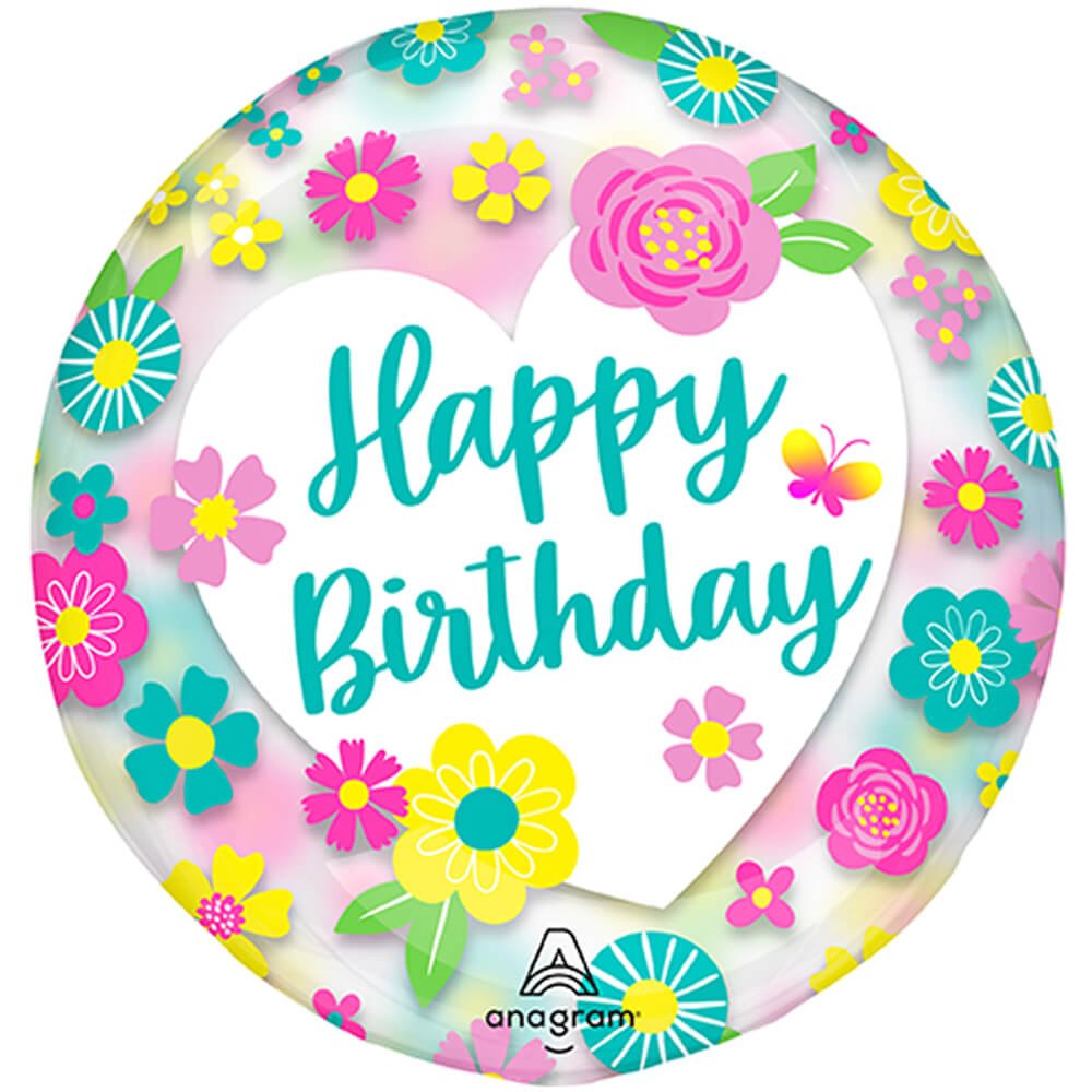 18 inch CLEARZ - HAPPY BIRTHDAY FLOWERS