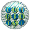 18 inch CONGRATS BLUE GREEN STRIPE - LA Balloons