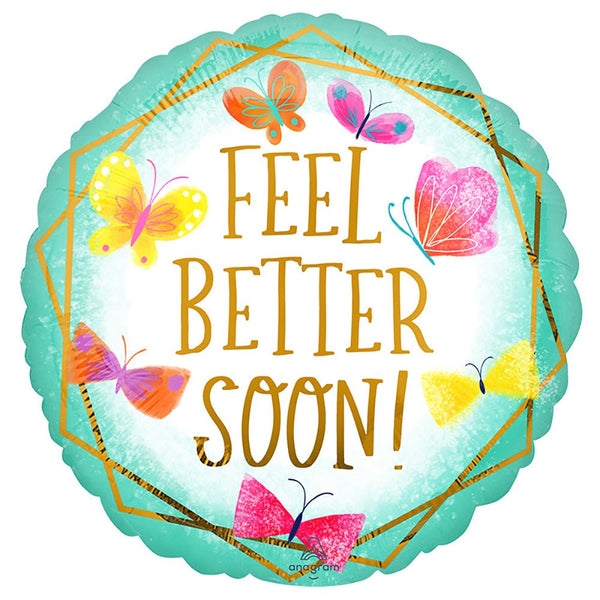18 inch FEEL BETTER TEAL & GOLD - LA Balloons