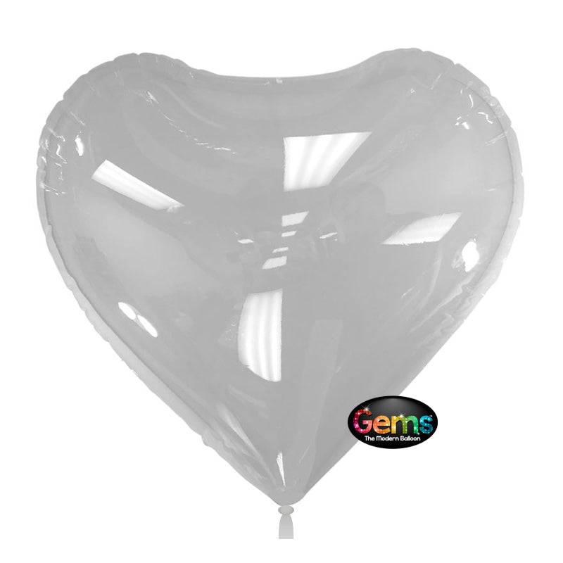 18 inch GEMS BALLOON - CLEAR HEART (AIR-FILL ONLY) (3 PK)